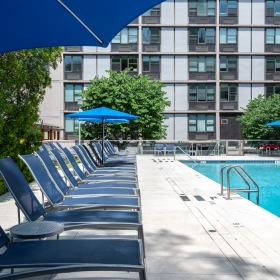 lounge chairs by a pool