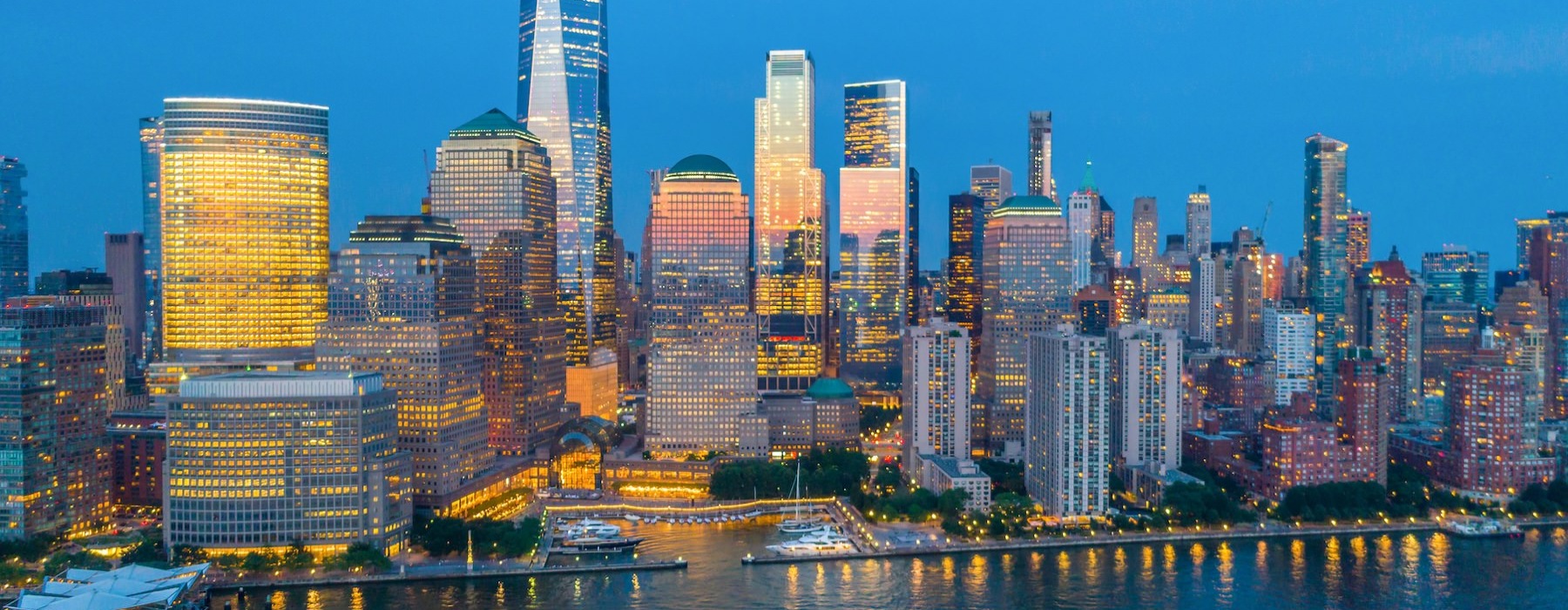 a city skyline at night