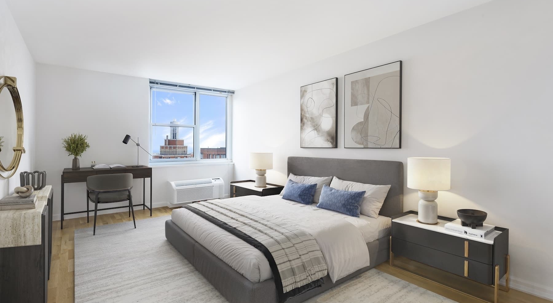 bed area with a window