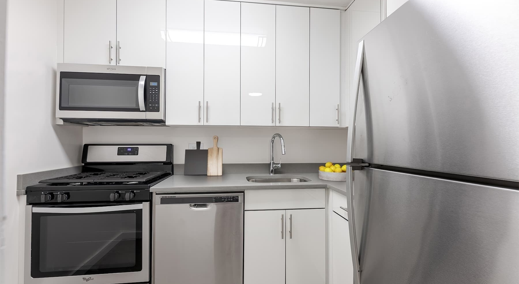 kitchen with white counters