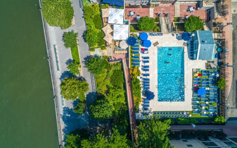 a drop-down view of a pool